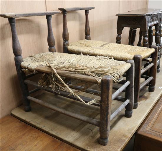 A pair of French inglenook stools W.44cm